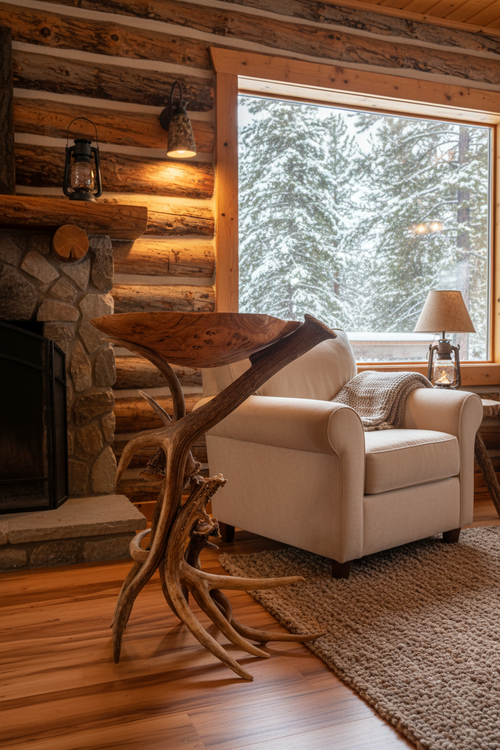 Roosevelt & Blacktail Table — Cabin Backdrop